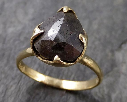 Carbonado diamond ring