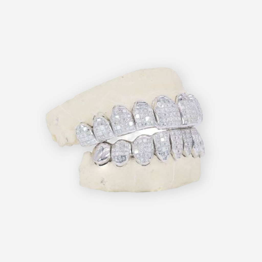 Shop Vvs Natural Princess Cut Diamond Teeth Grillz Invisible Setting Gold Grillz.