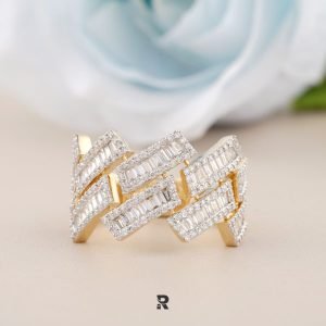 Baguette Shape Cuban Diamond Ring