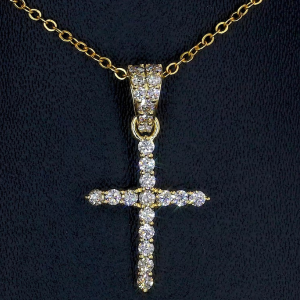Natural Diamond Cross Pendant